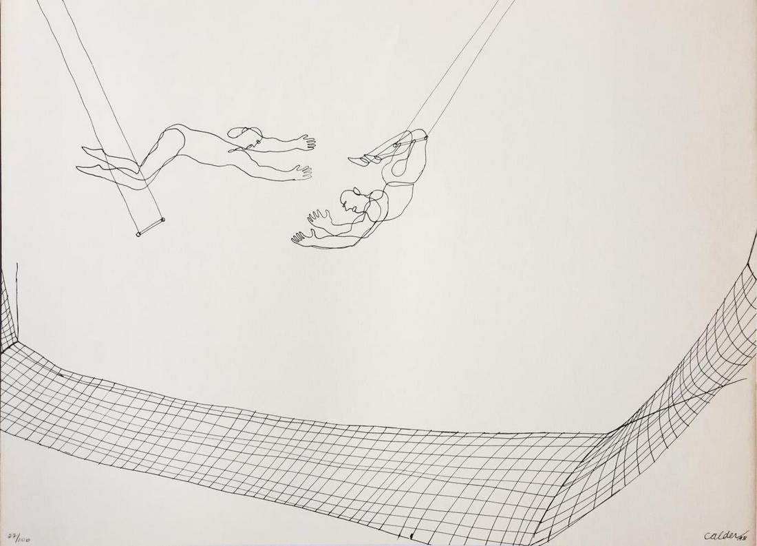 Alexander Calder (after) - Untitled (Aerial Acrobats: Artist: Alexander Calder (after) Title: Untitled (Aerial Acrobats II) from "16 Circus Drawings" Year: 1964 Dimensions: 13in. by 17in. Edition: From the rare limited edition o