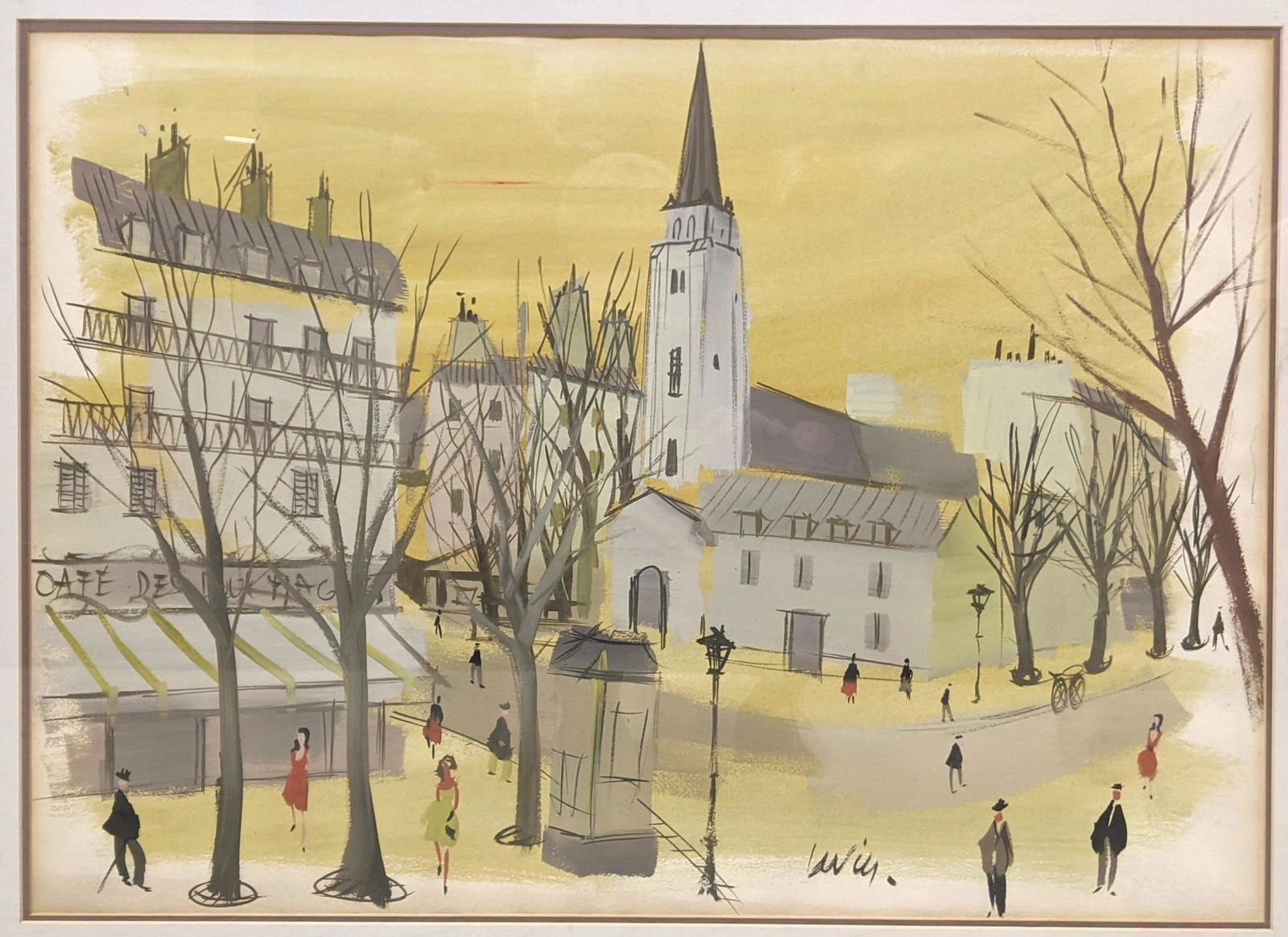 Charles Levier - Church: Artist: Charles Levier Title: Church Dimensions: 20in. by 28in. Edition: Unique one of a kind Artwork Medium: Gouache on Paper Condition: Excellent S