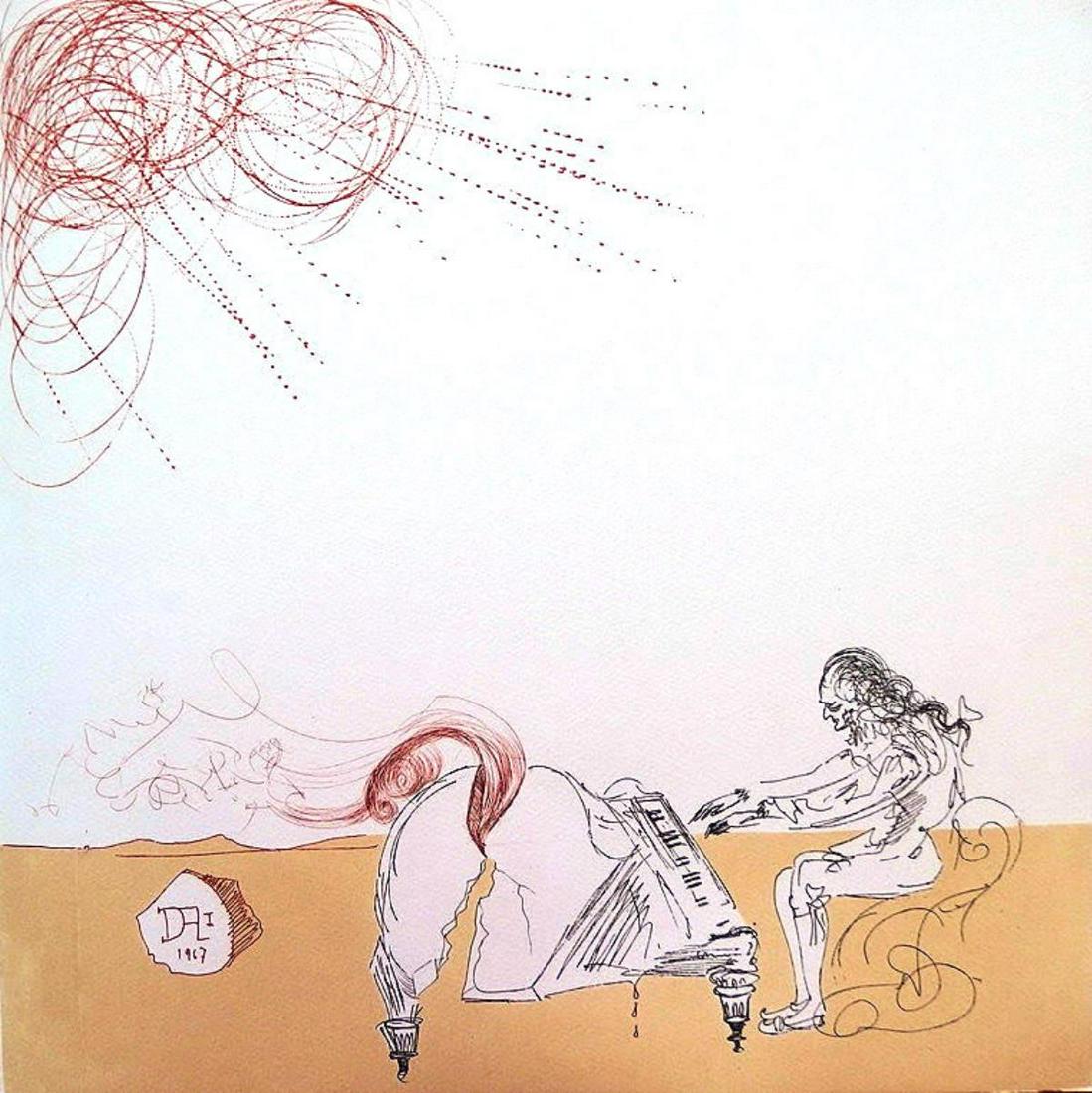 Salvador Dali - Piano Chevelure: Artist: Salvador Dali Title: Piano Chevelure Year: 1980 Dimensions: 15in. by 15in. Edition: From the rare and limited edition of 150 Suite: Neuf Paysages Medium:</