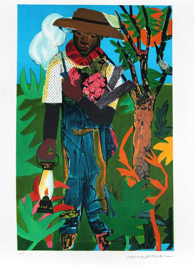 Romare Bearden - The Lantern: Artist: Romare Bearden Title: The Lantern Year: 1979 Dimensions: 28.5in. by 19.8in. Edition: Artist's Proof from the rare limited edition Medium: Original lithograph on pap
