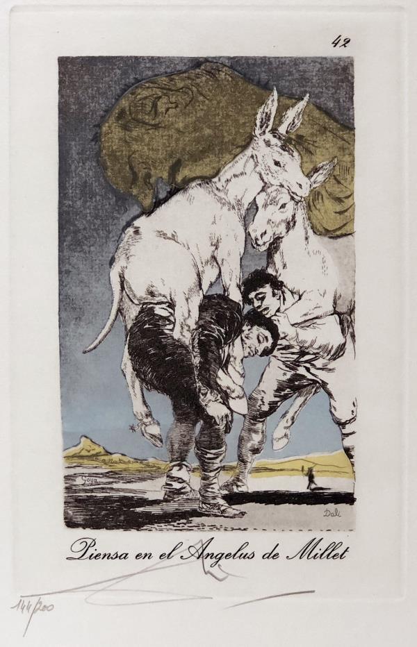 Salvador Dali - piensa en el Angelus de Millet: Artist: Salvador Dali Title: piensa en el Angelus de Millet Year: 1977 Dimensions: 17.75in. by 12.25in. Edition: From the limited edition of 200 Publisher: Fern