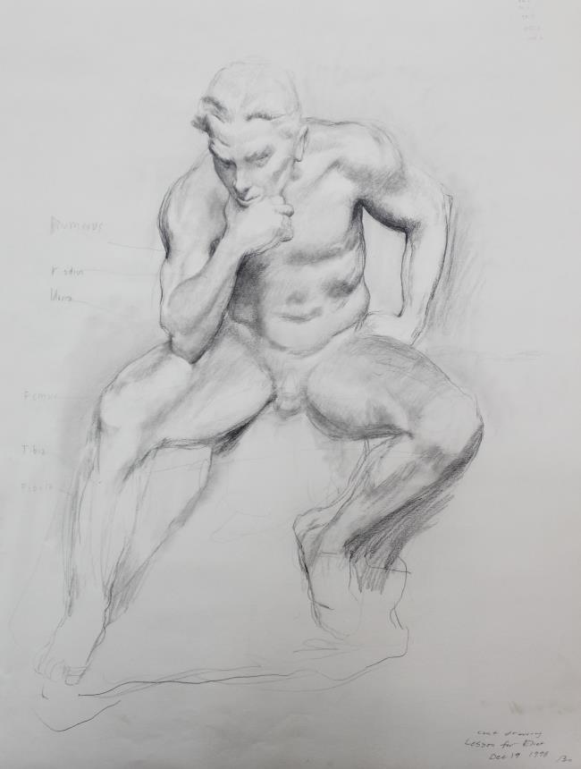 Bo Bartlett - Untitled Figure Study II: Artist: Bo Bartlett Title: Untitled Figure Study II Year: 1998 Dimensions: 18in. by 24in. Edition: original work Medium: drawing on paper Condition:<
