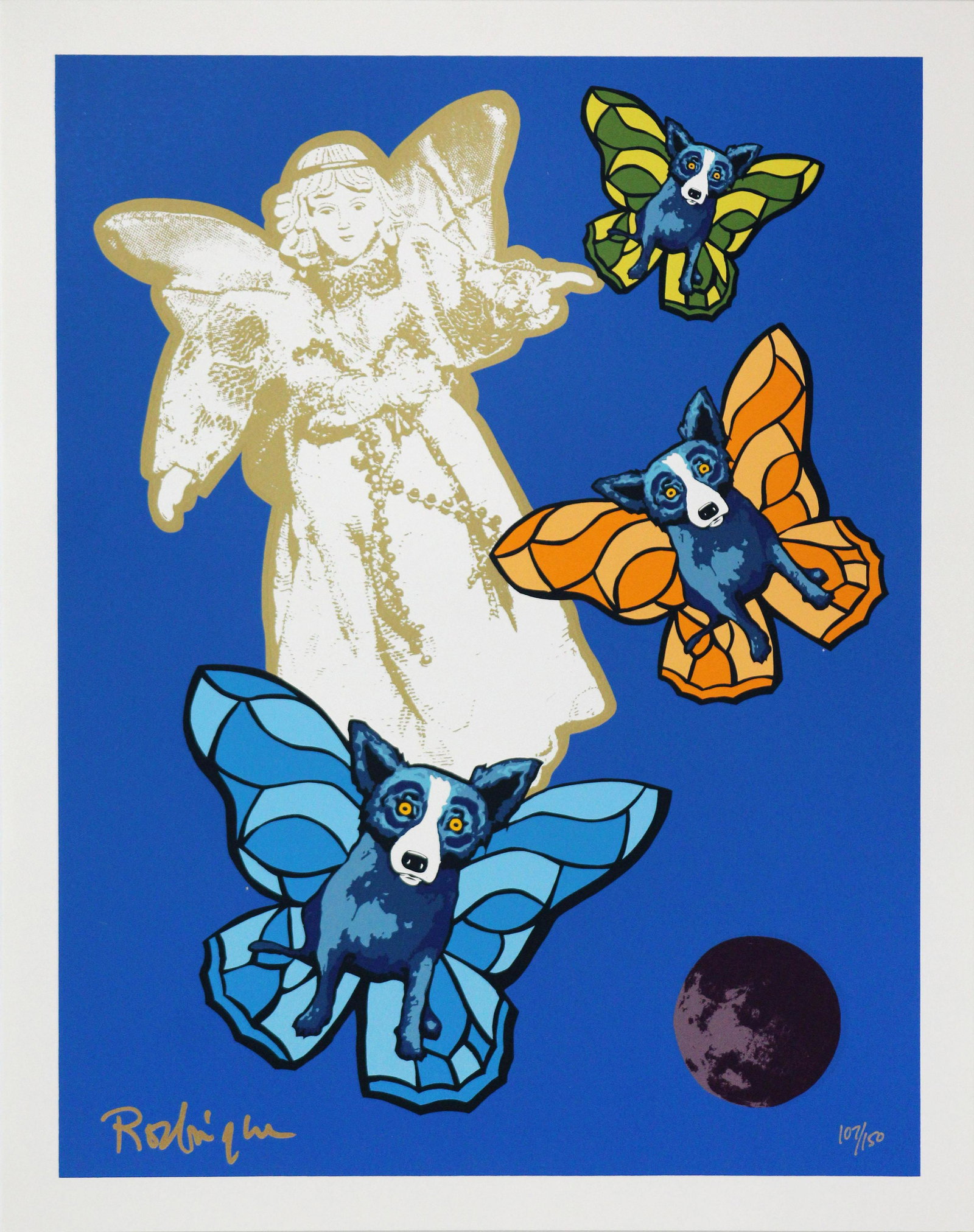 George Rodrigue - Angel Baby: Artist: George Rodrigue Title: Angel Baby Year: 2000 Dimensions: 20in. by 16in. Edition: From the rare limited edition of 150 Medium: Original serigraph on pape