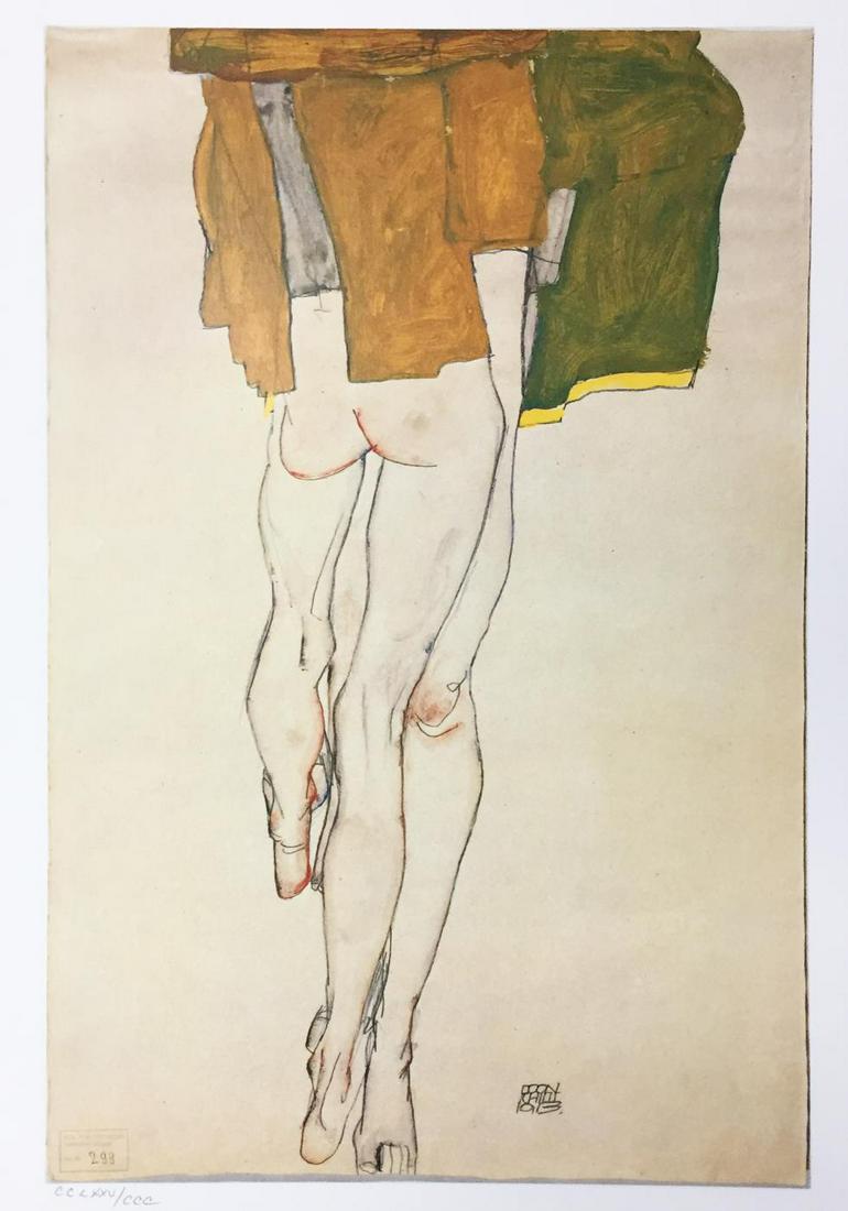 Egon Schiele (After) - Half Nude Torsos Standing 1913: Artist: Egon Schiele (After) Title: Half Nude Torsos Standing 1913 Year: 1982 Dimensions: 16 1/4in. by 12 1/8in. Publisher: Mazzotta 1982 Suite: Erotic Drawin