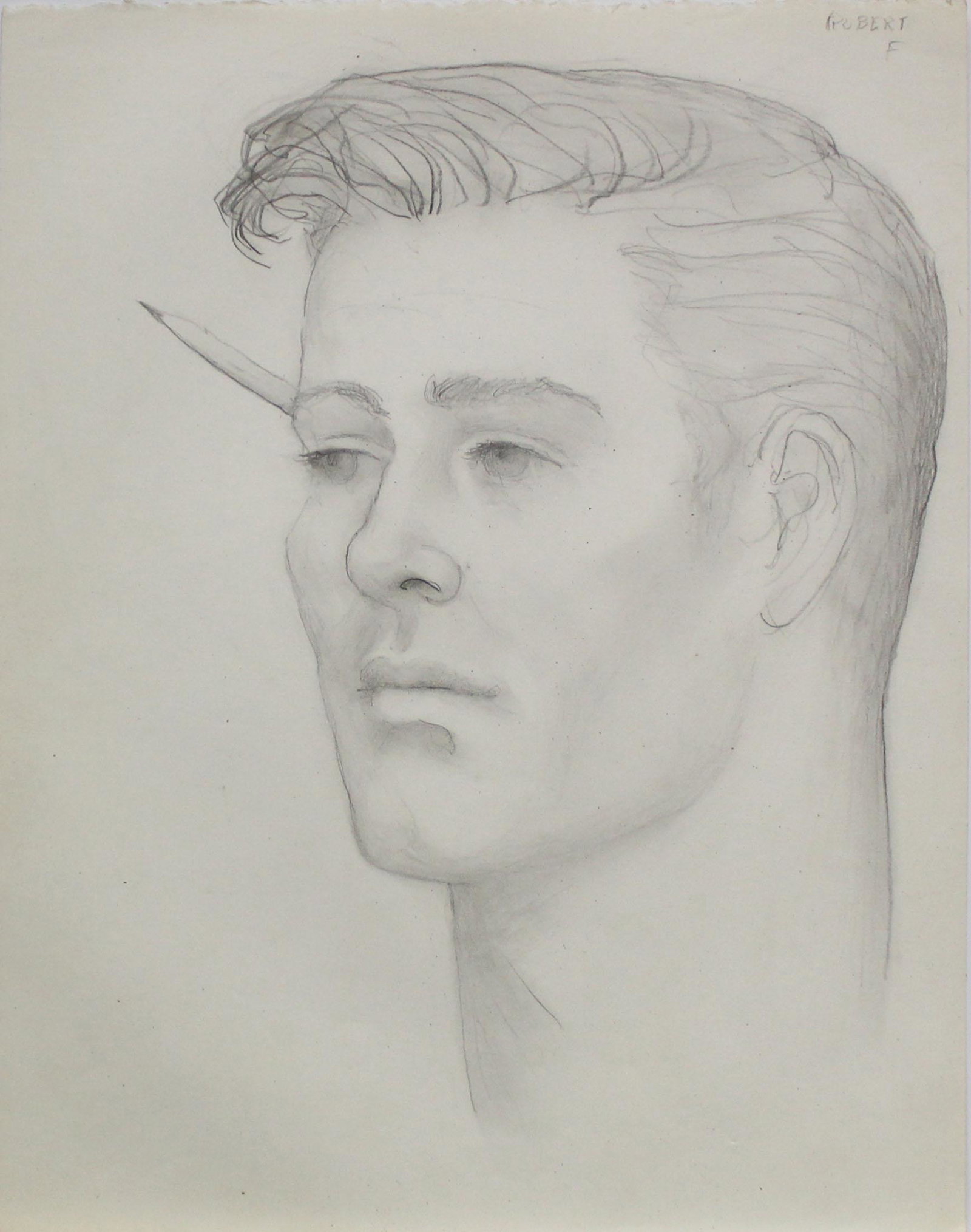 Emlen Etting - Robert F: Artist: Emlen Etting Title: Robert F Dimensions: 10in. by 12 3/4in. Edition: Unique One of a Kind Artwork Suite: Heads of Boys Medium: Original Pencil on Paper<