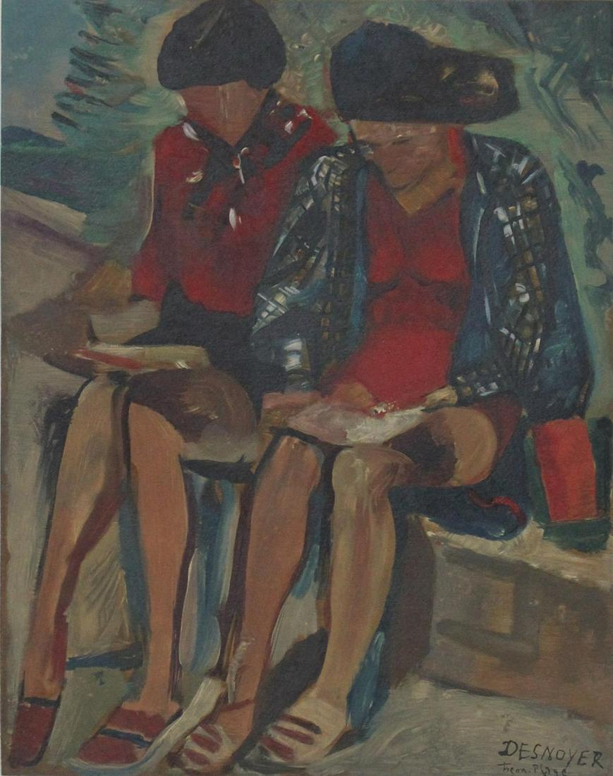 Francois Desnoyer - Liseuses au Bord de Mer: Artist: Francois Desnoyer Title: Liseuses au Bord de Mer Year: 1950 Dimensions: 18.25in. by 14.25in. Edition: 65 from the rare limited edition of 150 Suite: Est