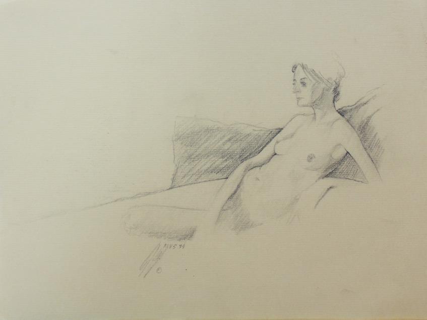 Bo Bartlett - Untitled Figure Study IX: Artist: Bo Bartlett Title: Untitled Figure Study IX Year: 1974 Dimensions: 9 3/4in. by 12 3/4in. Edition: original work Medium: drawing on paper Cond