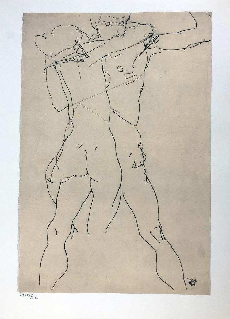 Egon Schiele (After) - Couple 1914: Artist: Egon Schiele (After) Title: Couple 1914 Year: 1914 Dimensions: 16 1/4in. by 12in. Publisher: Mazzotta 1982 Suite: Erotic Drawings Medium: