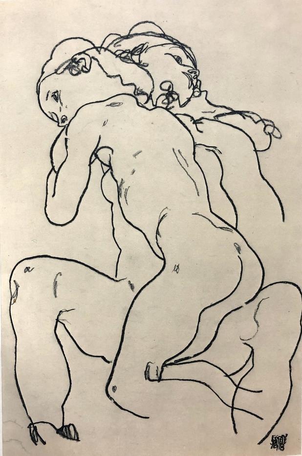 Egon Schiele (After) - Due ragazze che si abbracciano: Artist: Egon Schiele (After) Title: Due ragazze che si abbracciano (Two Girls Hugging each other) 1918 Year: 1982 Dimensions: 16 1/4in. by 12in. Publisher: Mazzotta 1982