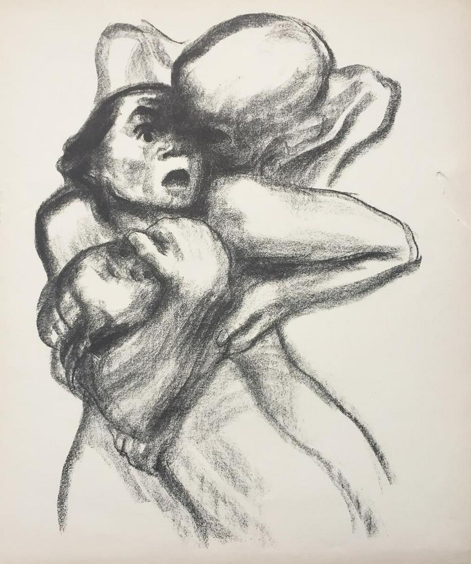 Kathe Kollwitz - Death Seizes a Woman: Artist: Kathe Kollwitz Title: Death Seizes a Woman Year: 1934 Dimensions: 16in. by 19 1/4in. Edition: From the Rare Limited Edition Suite: Death Series