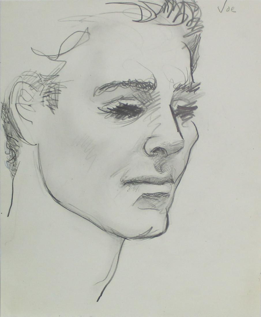 Emlen Etting - Joe: Artist: Emlen Etting Title: Joe Dimensions: 8in. by 9 3/4in. Edition: Unique One of a Kind Artwork Suite: Heads of Boys Medium: Original Pencil on Paper