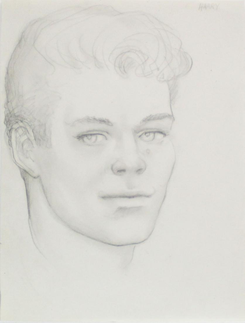 Emlen Etting - Harry II: Artist: Emlen Etting Title: Harry II Dimensions: 8 1/8in. by 10 1/2in. Edition: Unique One of a Kind Artwork Suite: Heads of Boys Medium: Original Pencil on Pap