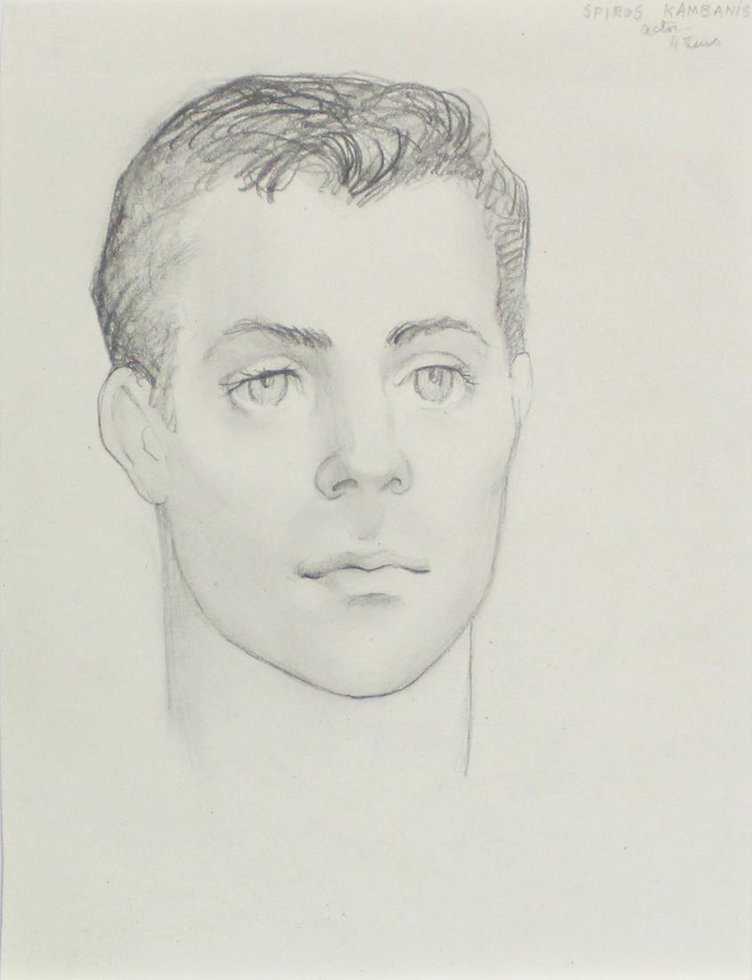 Emlen Etting - Spiros Kambanis: Artist: Emlen Etting Title: Spiros Kambanis Dimensions: 8 1/8in. by 10 1/2in. Edition: Unique One of a Kind Artwork Suite: Heads of Boys Medium: Original Pencil