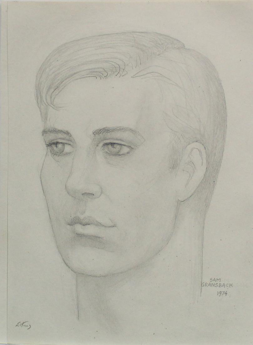 Emlen Etting - Sam Gransback: Artist: Emlen Etting Title: Sam Gransback Year: 1974 Dimensions: 8 3/4in. by 10 3/4in. Edition: Unique One of a Kind Artwork Suite: Heads of Boys Med