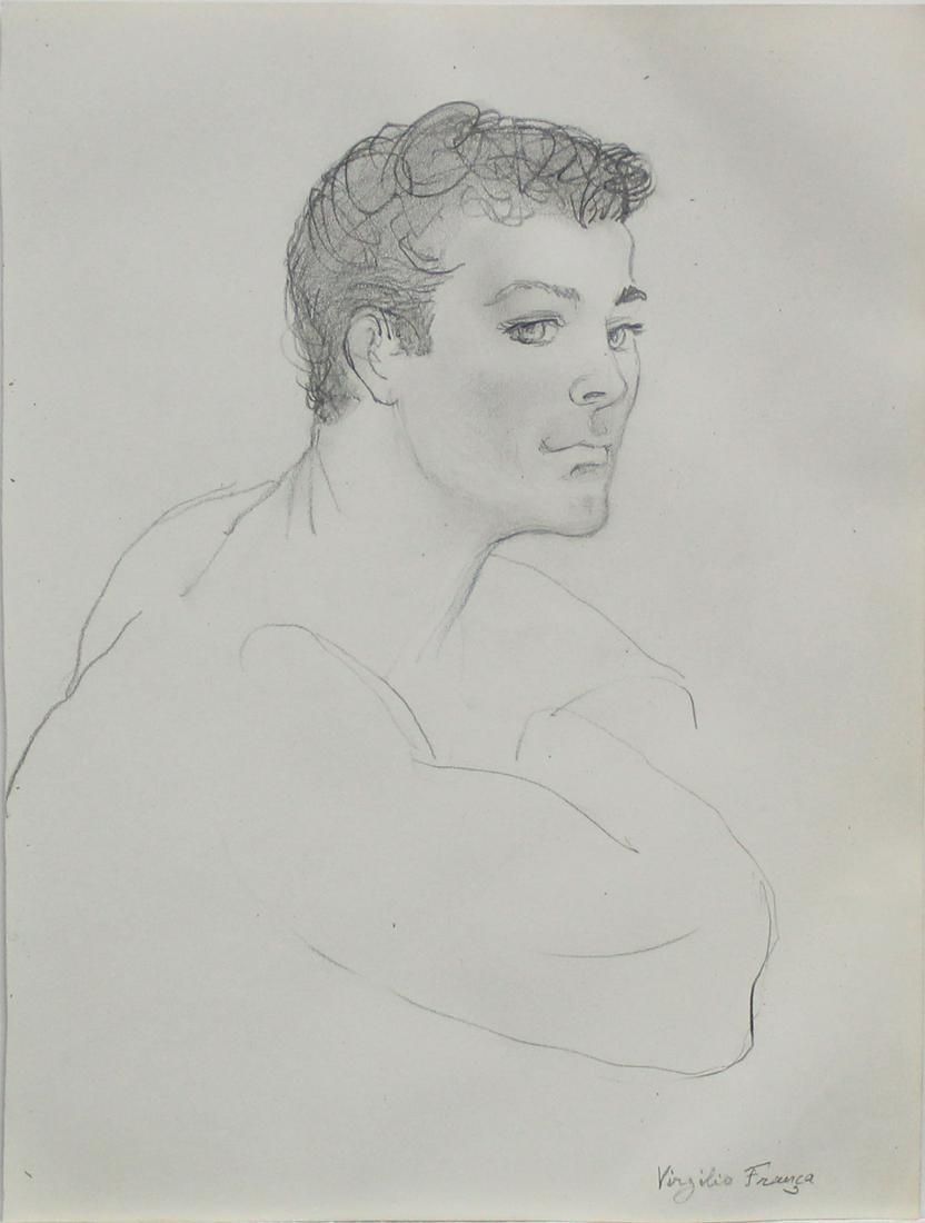 Emlen Etting - Virgilio Franca: Artist: Emlen Etting Title: Virgilio Franca Dimensions: 8 3/4in. by 10 3/4in. Edition: Unique One of a Kind Artwork Suite: Heads of Boys Medium: Original Pencil