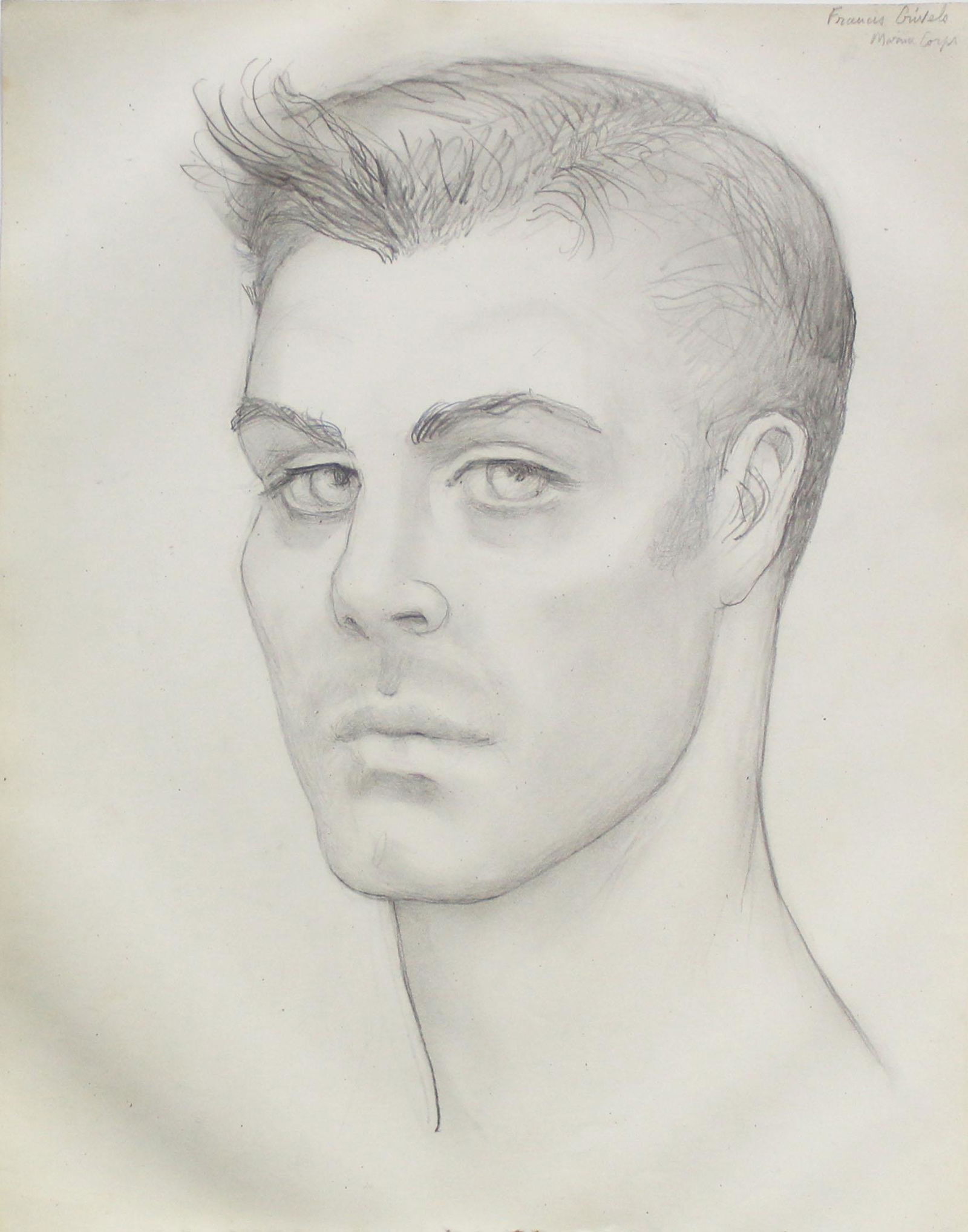 Emlen Etting - Francis Givels (Marine Corps): Artist: Emlen Etting Title: Francis Givels (Marine Corps) Dimensions: 9 3/4in. by 12 1/4in. Edition: Unique One of a Kind Artwork Suite: Heads of Boys Medium: O