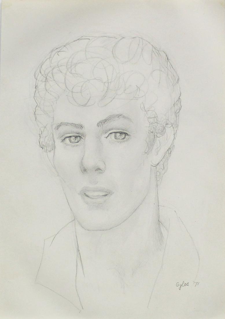 Emlen Etting - Gyles: Artist: Emlen Etting Title: Gyles Year: 1971 Dimensions: 7 1/2in. by 10 1/2in. Edition: Unique One of a Kind Artwork Suite: Heads of Boys Medium: