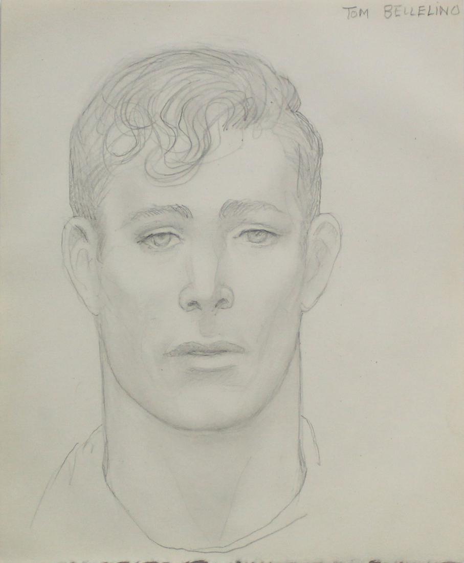 Emlen Etting - Tom Bellelino: Artist: Emlen Etting Title: Tom Bellelino Dimensions: 8in. by 9 3/4in. Edition: Unique One of a Kind Artwork Suite: Heads of Boys Medium: Original Pencil on Pap