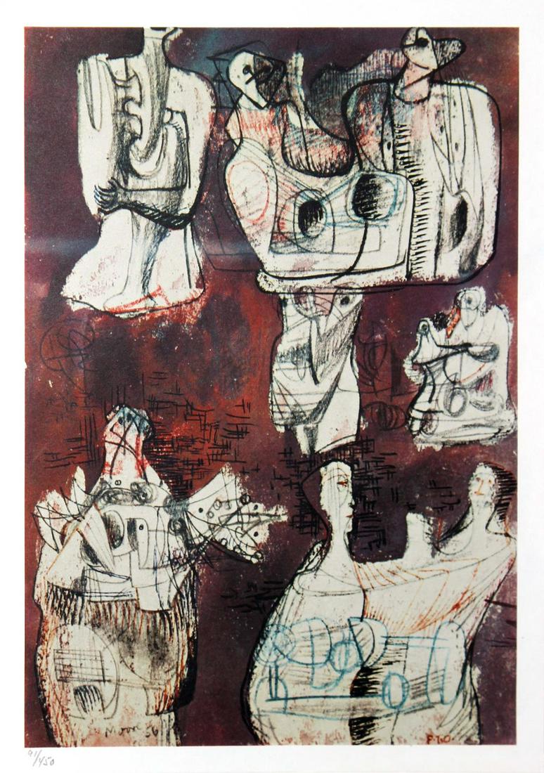 Henry Moore (After) - Tavola 28: Artist: Henry Moore (After) Title: Tavola 28 Year: 1961 Dimensions: 9.5in. by 12.5in. Edition: From the limited edition of 450 Publisher: Grafiche Milani Editrice e Societa