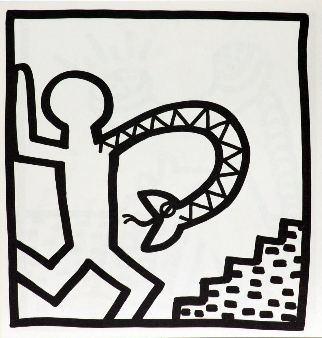 Keith Haring - Untitled (Man with Snake Arm): Artist: Keith Haring Title: Untitled from "Tony Shafrazi" portfolio Year: 1982 Dimensions: 9in. by 9in. Edition: From the limited edition of 2000 Publisher: Tony Shafrazi G