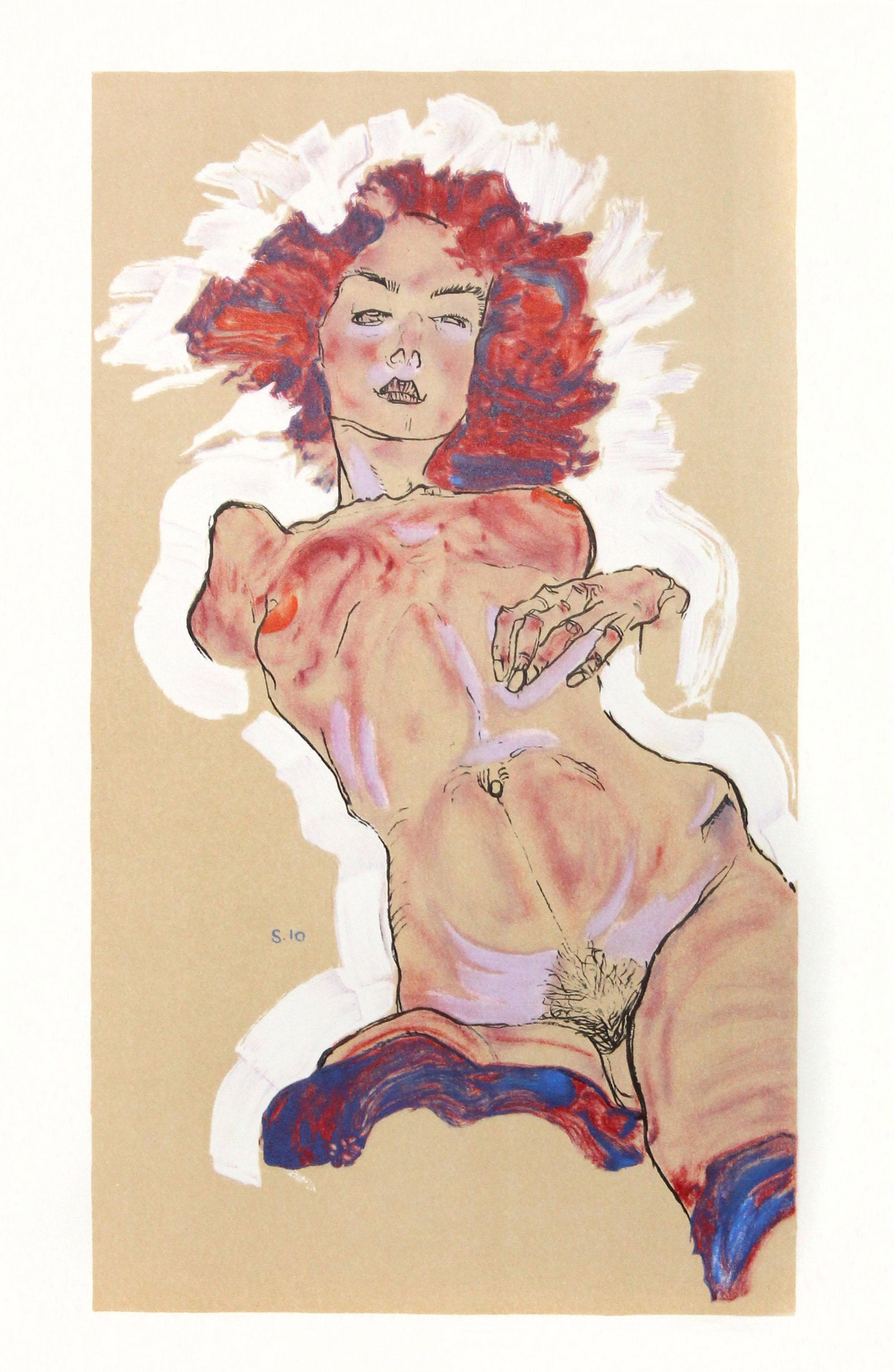 Egon Schiele (After) - Female Nude: Artist: Egon Schiele (After) Title: Female Nude Year: 2007 Dimensions: 12 5/8in. by 19 5/8in. Edition: From the rare limited edition of 200 Publisher: Editions