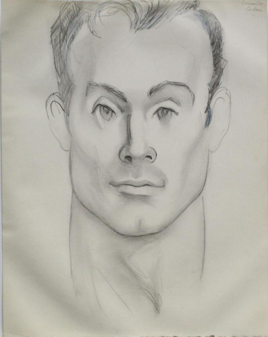 Emlen Etting - Domenico II: Artist: Emlen Etting Title: Domenico II Dimensions: 9 7/8in. by 12 5/8in. Edition: Unique One of a Kind Artwork Suite: Heads of Boys Medium: Original Pencil on