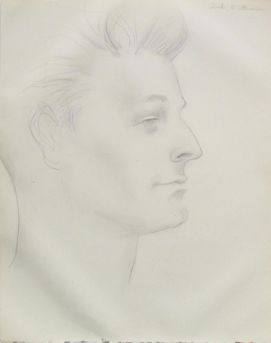 Emlen Etting - Charles the Lithuanian: Artist: Emlen Etting Title: Charles the Lithuanian Dimensions: 10in. by 12 7/8in. Edition: Unique One of a Kind Artwork Suite: Heads of Boys Medium: Original Pe