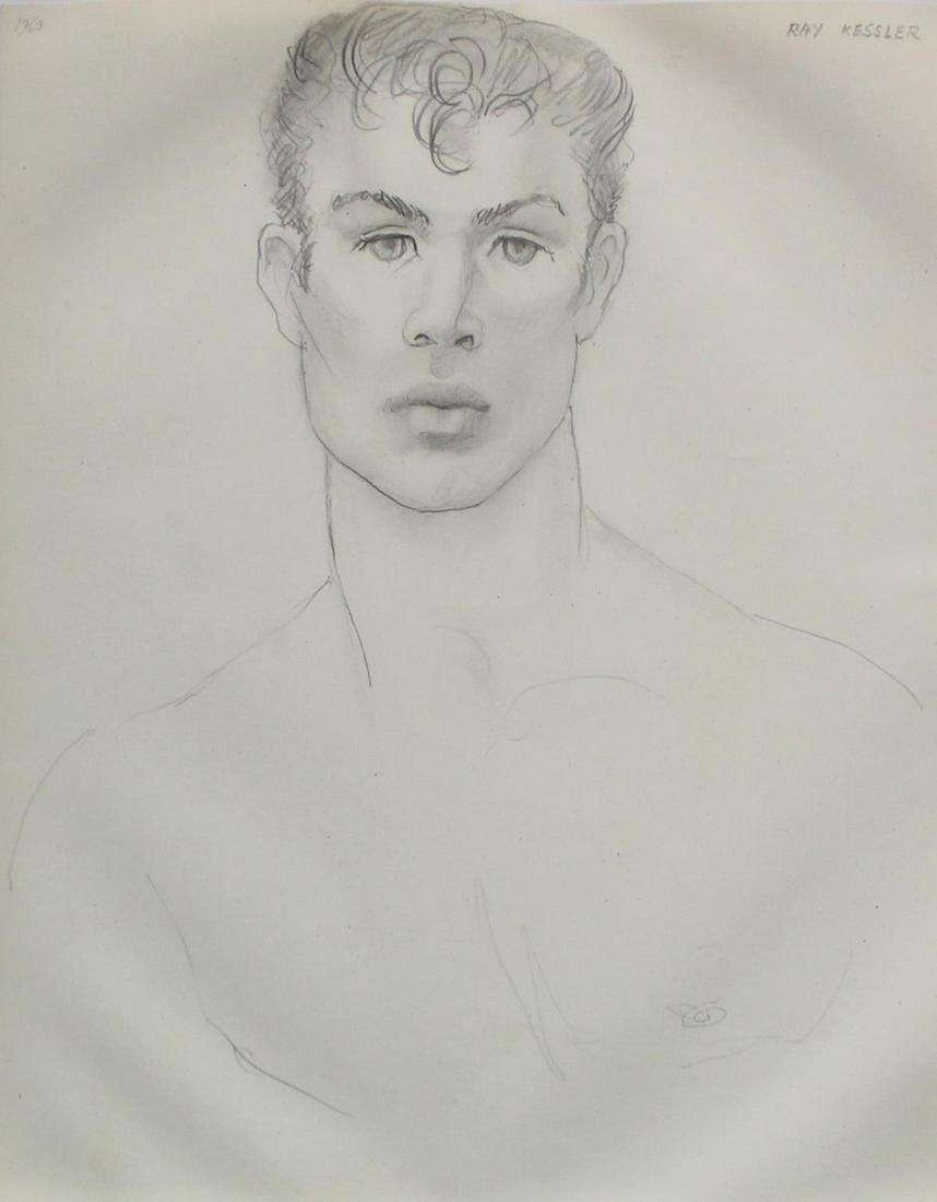Emlen Etting - Ray Kessler: Artist: Emlen Etting Title: Ray Kessler Dimensions: 9 3/4in. by 12 1/4in. Edition: Unique One of a Kind Artwork Suite: Heads of Boys Medium: Original Pencil on