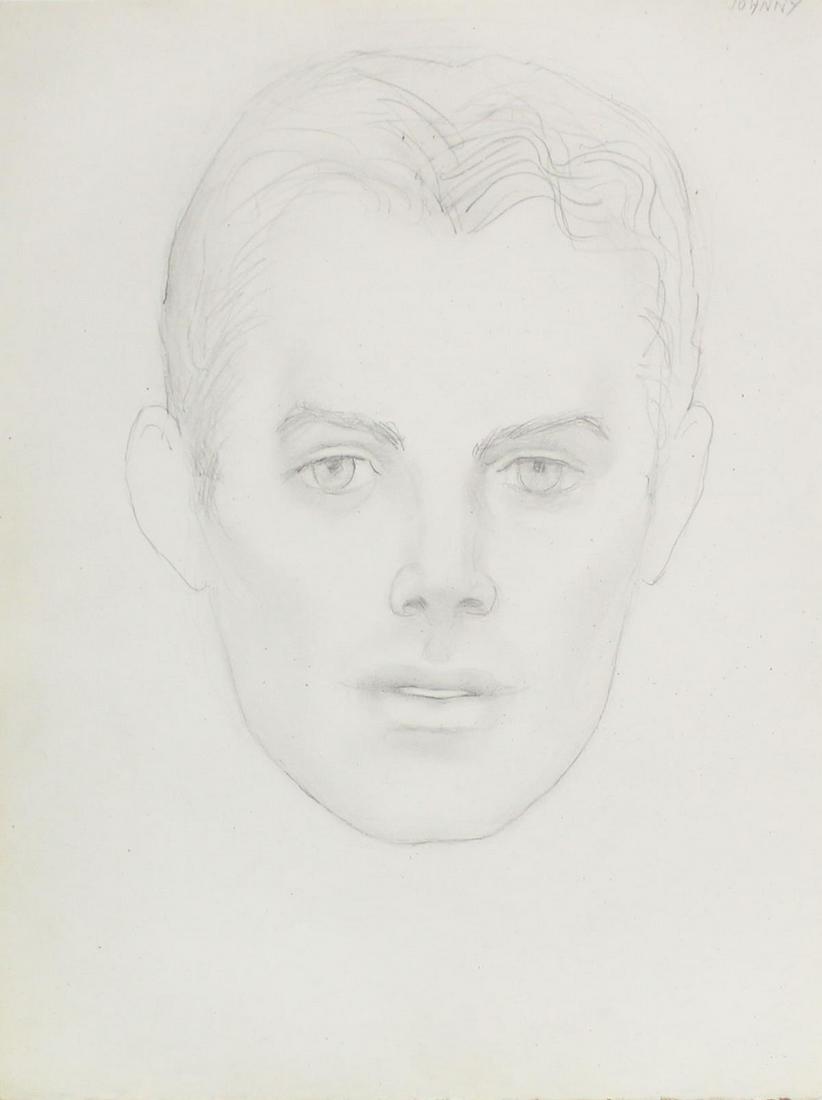 Emlen Etting - Johnny: Artist: Emlen Etting Title: Johnny Dimensions: 10in. by 12 3/4in. Edition: Unique One of a Kind Artwork Suite: Heads of Boys Medium: Original Pencil on Paper
