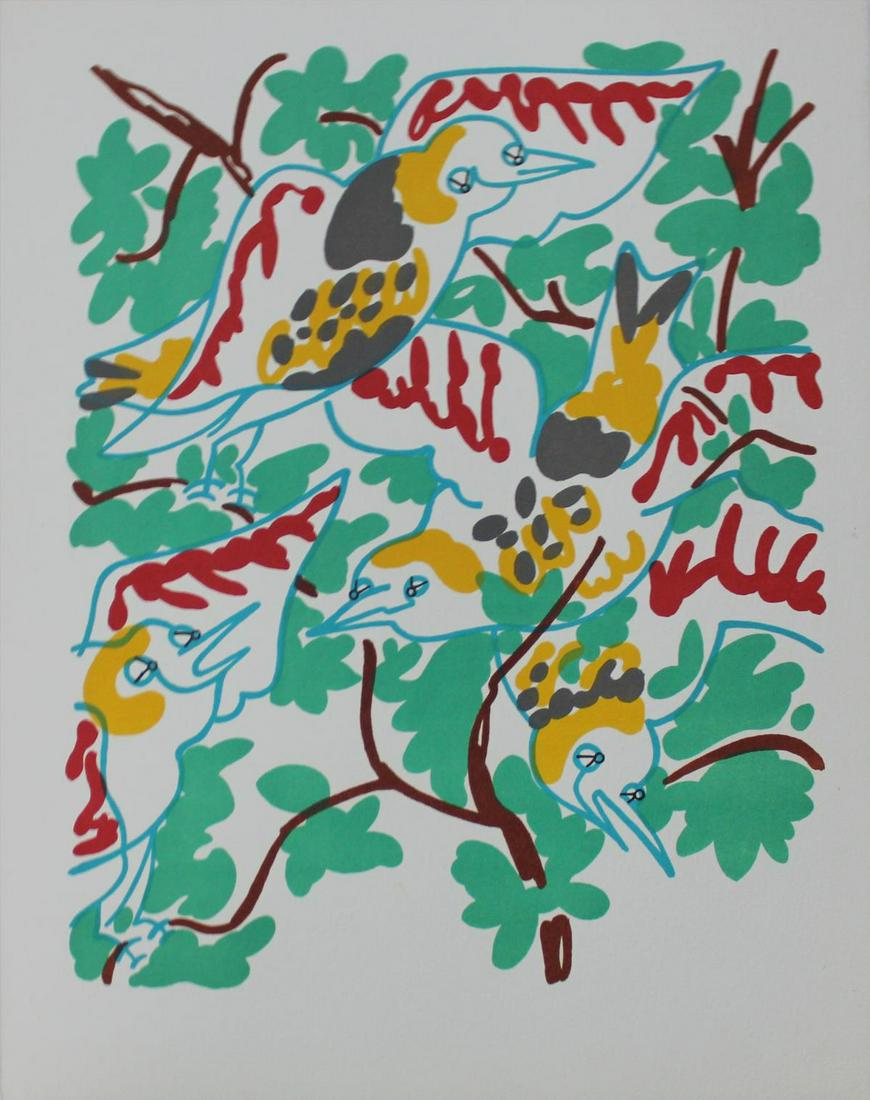 Charles Lapicque - "Le Chant Des Oiseaux" from: Artist: Charles Lapicque Title: Le chant des oiseaux Year: 1972 Dimensions: 12.75in. by 10in. Edition: Number 2 from the rare limited edition of 800 Suite: Souvenirs de Por