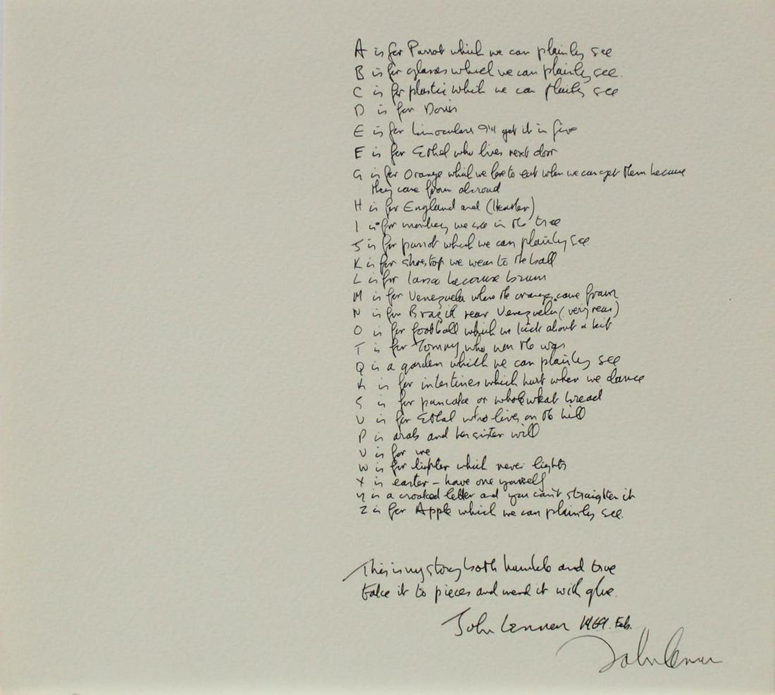 John Lennon - Bag One I: Artist: John Lennon Title: Bag One I Year: 1969 Dimensions: 7.75in. by 8.25in. Edition: From the rare limited edition of 300 Publisher: Bank Street Atelier Ltd