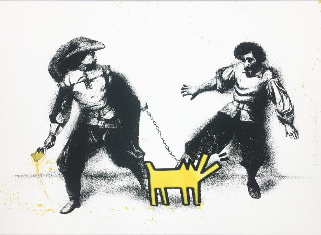 Mr. Brainwash - Watch Out! (Yellow): Artist: Mr. Brainwash Title: Watch Out! (Yellow) Year: 2019 Dimensions: 22 1/2in. by 30in. Edition: Numbered from the Rare Limited Edition Medium: Original scre