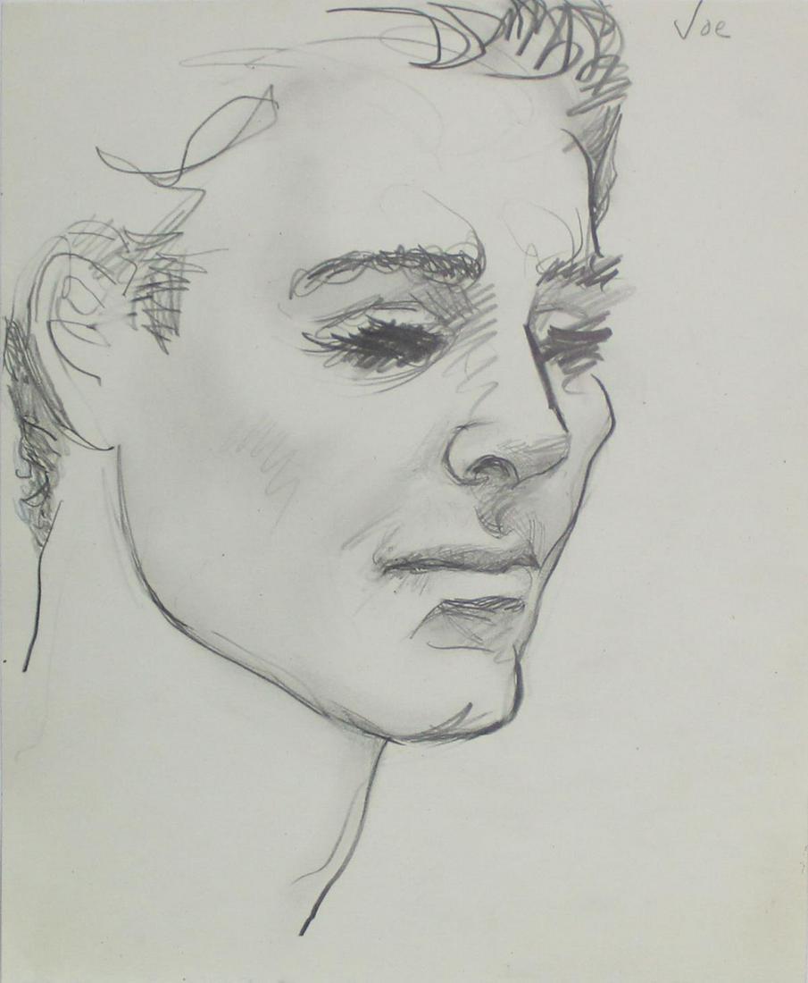 Emlen Etting - Joe: Artist: Emlen Etting Title: Joe Dimensions: 8in. by 9 3/4in. Edition: Unique One of a Kind Artwork Suite: Heads of Boys Medium: Original Pencil on Paper