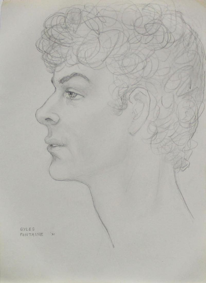 Emlen Etting - Gyles Fontaine: Artist: Emlen Etting Title: Gyles Fontaine Year: 1971 Dimensions: 7 1/2in. by 10 1/2in. Edition: Unique One of a Kind Artwork Suite: Heads of Boys Me