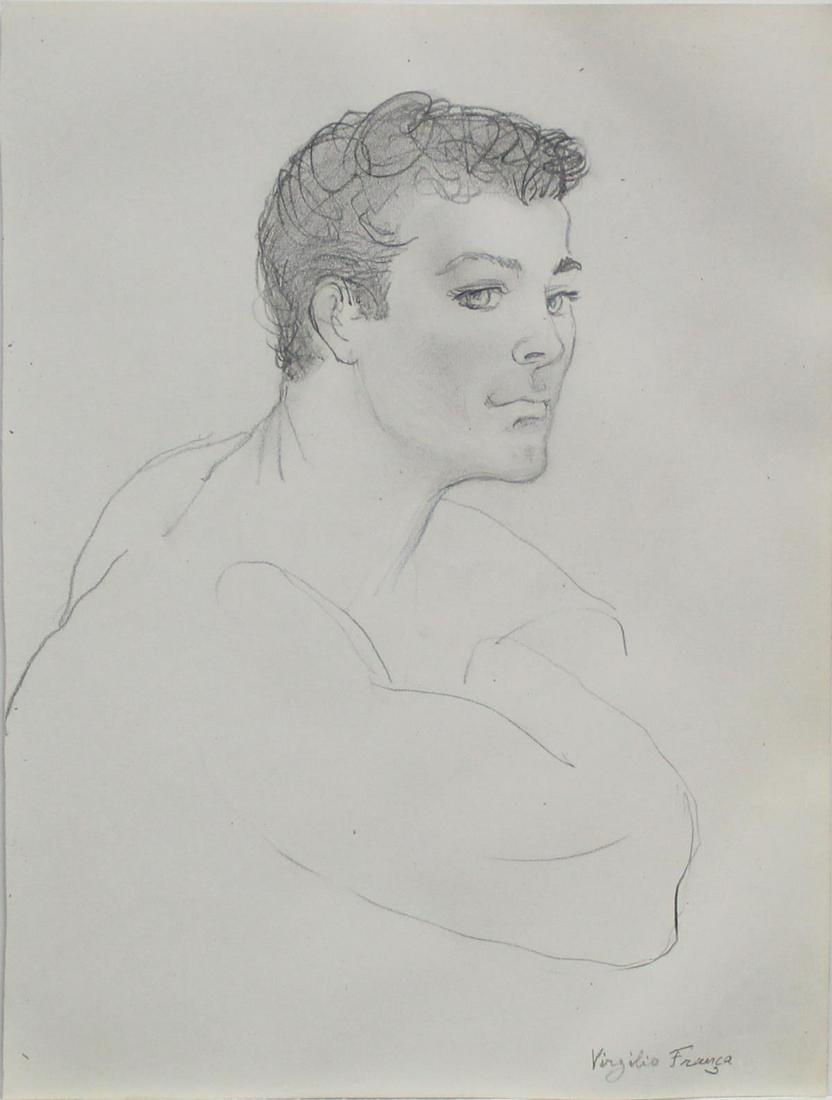 Emlen Etting - Virgilio Franca: Artist: Emlen Etting Title: Virgilio Franca Dimensions: 8 3/4in. by 10 3/4in. Edition: Unique One of a Kind Artwork Suite: Heads of Boys Medium: Original Pencil