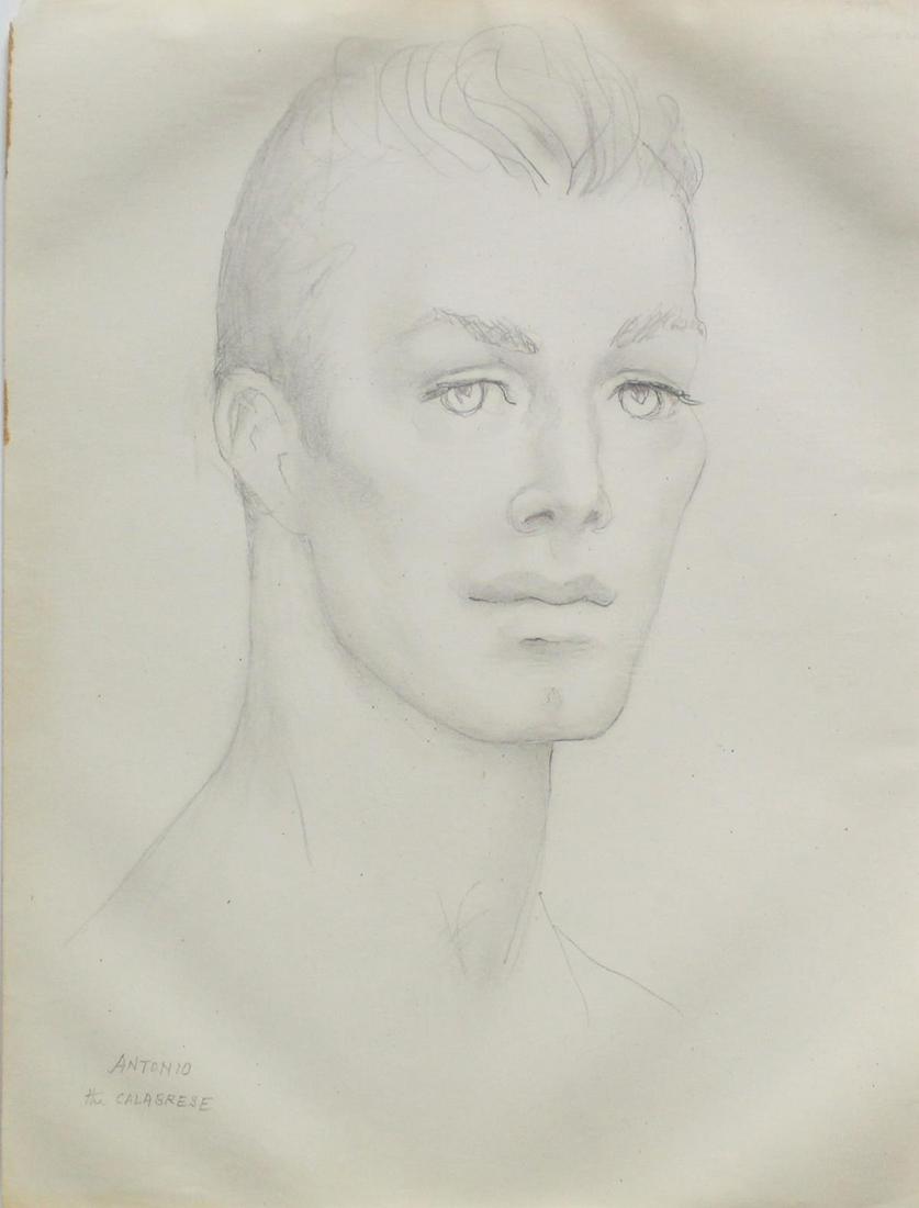 Emlen Etting - Antonio "the Calabrese": Artist: Emlen Etting Title: Antonio "the Calabrese" Dimensions: 9 3/4in. by 12 1/4in. Edition: Unique One of a Kind Artwork Suite: Heads of Boys Medium: Origina