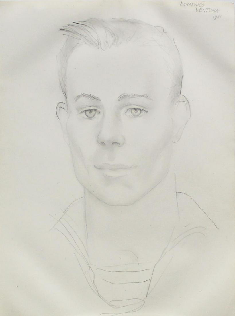 Emlen Etting - Domenico Ventura: Artist: Emlen Etting Title: Domenico Ventura Year: 1961 Dimensions: 9 5/8in. by 12 5/8in. Edition: Unique One of a Kind Artwork Suite: Heads of Boys