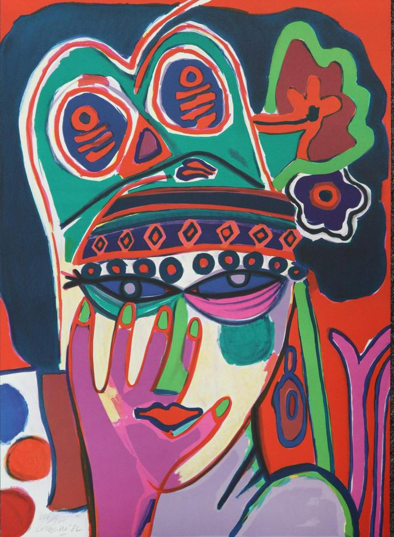 Corneille - Dame Au Chapeau: Artist: Corneille Title: Dame Au Chapeau Year: 1982 Dimensions: 20.5in. by 29in. Edition: 206 From the rare limited edition of 300 Medium: Original lithograph o