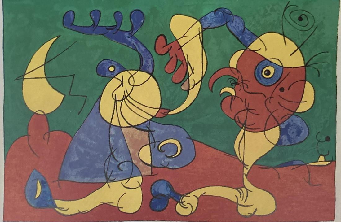 Joan Miro - Adlige in der Fallgrube: Artist: Joan Miro Title: Adlige in der Fallgrube Dimensions: 9.5in. by 13in. Edition: From the limited edition Publisher: La Centre National dArt Contemporain Suite