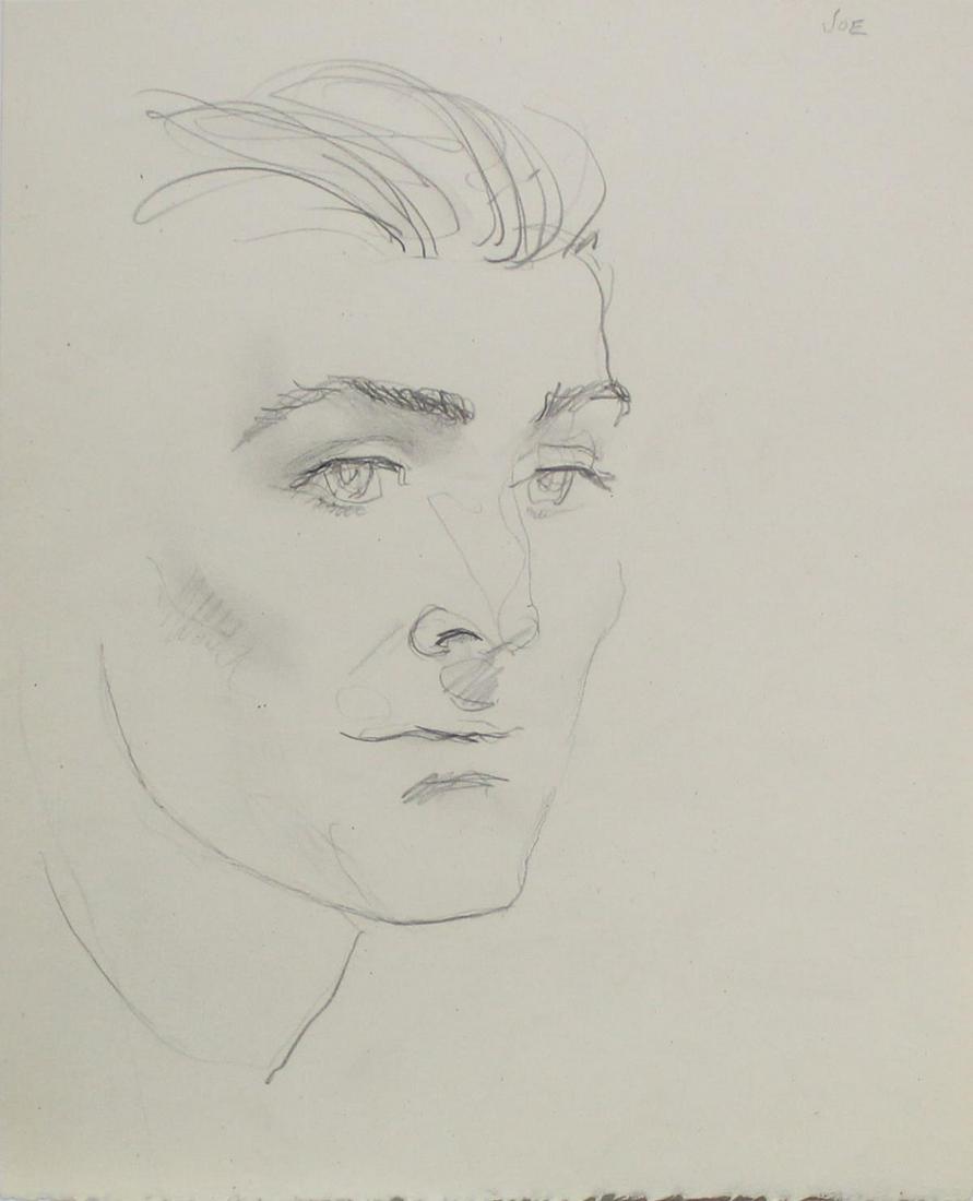 Emlen Etting - Joe II: Artist: Emlen Etting Title: Joe II Dimensions: 8in. by 9 3/4in. Edition: Unique One of a Kind Artwork Suite: Heads of Boys Medium: Original Pencil on Paper