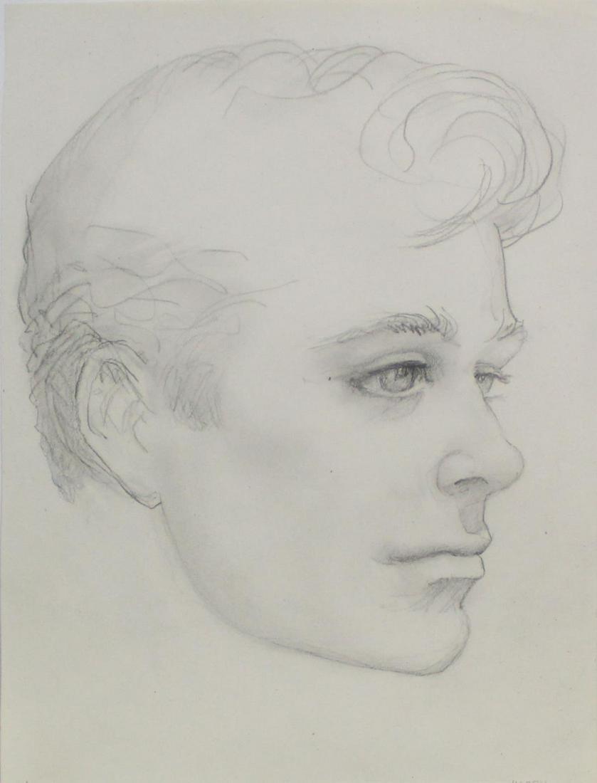 Emlen Etting - Harry I: Artist: Emlen Etting Title: Harry I Dimensions: 8 1/8in. by 10 1/2in. Edition: Unique One of a Kind Artwork Suite: Heads of Boys Medium: Original Pencil on Pape