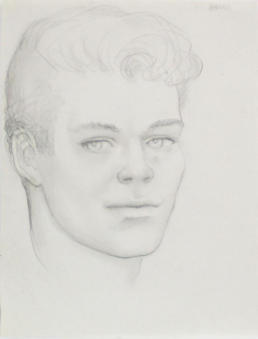 Emlen Etting - Harry II: Artist: Emlen Etting Title: Harry II Dimensions: 8 1/8in. by 10 1/2in. Edition: Unique One of a Kind Artwork Suite: Heads of Boys Medium: Original Pencil on Pap