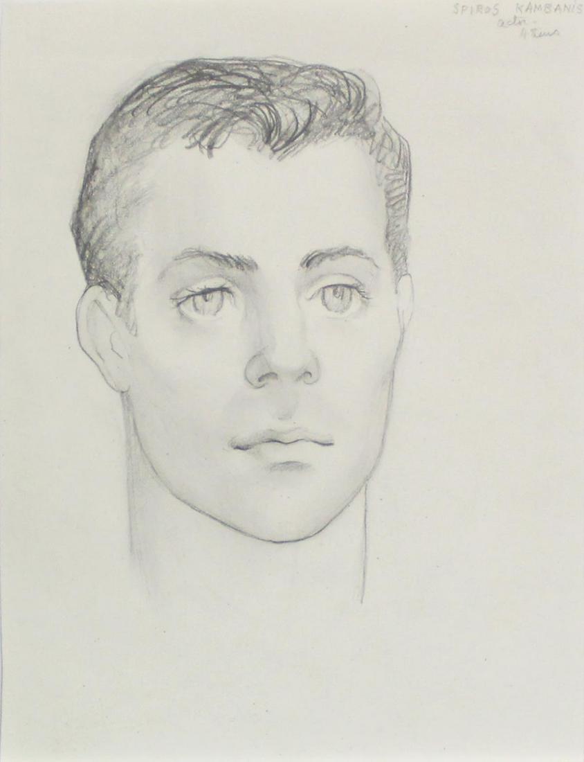 Emlen Etting - Spiros Kambanis: Artist: Emlen Etting Title: Spiros Kambanis Dimensions: 8 1/8in. by 10 1/2in. Edition: Unique One of a Kind Artwork Suite: Heads of Boys Medium: Original Pencil