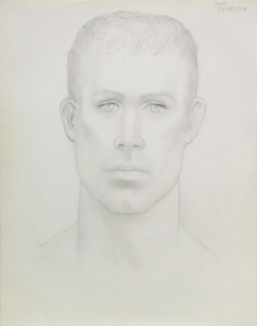 Emlen Etting - John Sylvester: Artist: Emlen Etting Title: John Sylvester Dimensions: 10in. by 12 3/4in. Edition: Unique One of a Kind Artwork Suite: Heads of Boys Medium: Original Pencil on