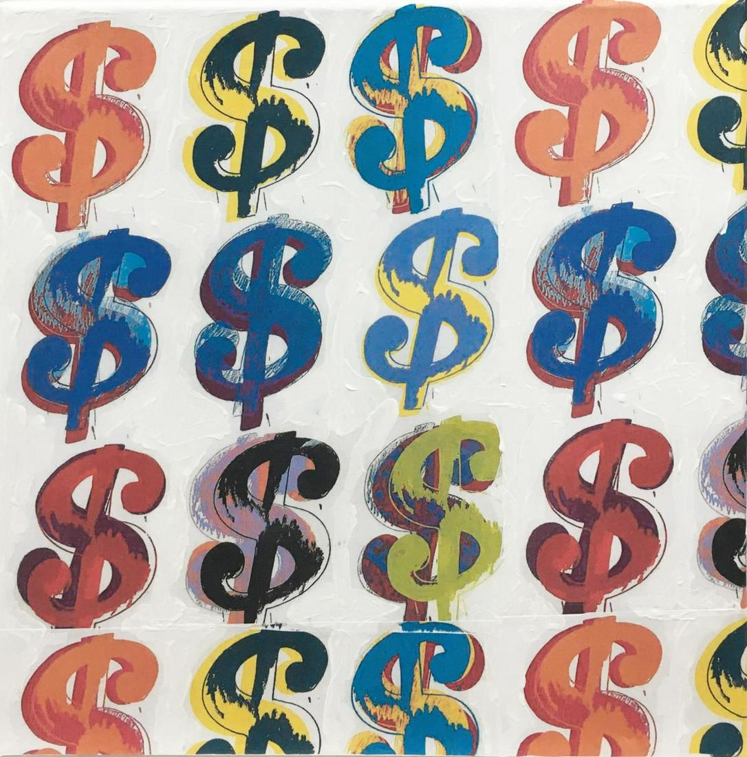 Tom Dash - Dollar Sign: Artist: Tom Dash Title: Dollar Sign Year: 2017 Dimensions: 12in. by 12in. Edition: From the rare limited edition of 20 Medium: Mixed Media on Canvas with Hand E