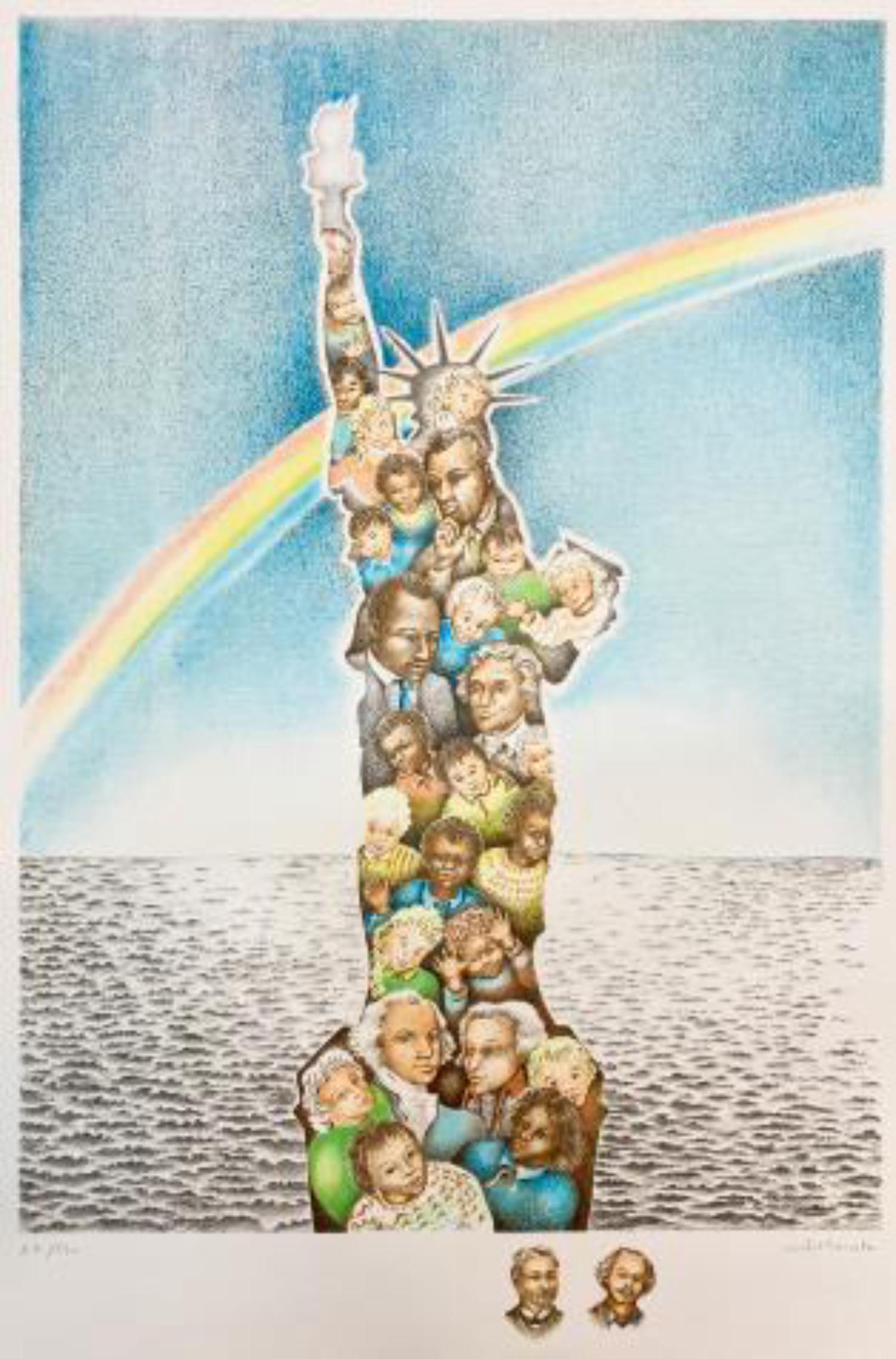 Michel Lacoste - Land of the Free: Artist: Michel Lacoste Title: Land of the Free Year: 1986 Dimensions: 21in. by 29.75in. Edition: From the rare and limitted edition of 250 Publisher: Mourot