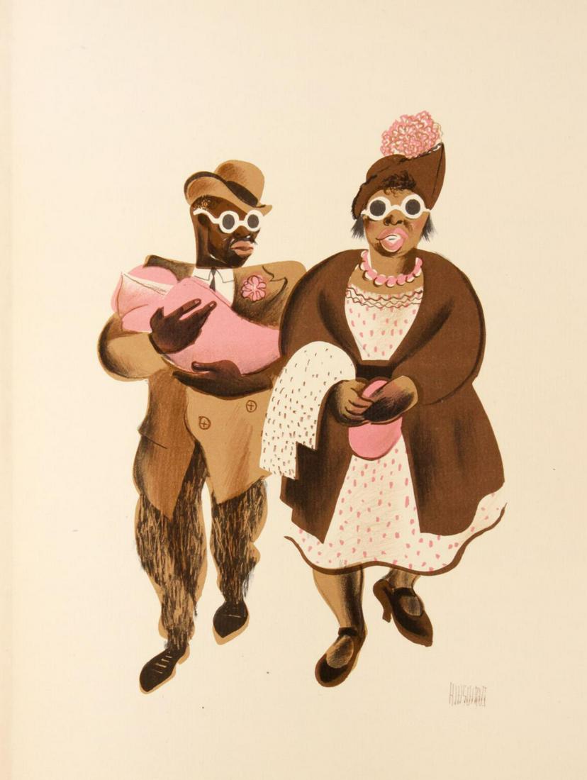 Al Hirschfeld - Lenox Avenue Stroll: Artist: Al Hirschfeld Title: Lenox Avenue Stroll Year: 1941 Dimensions: 12in. by 9.25in. Edition: 752 from the limited edition of 1000 Publisher: Hyperion Press