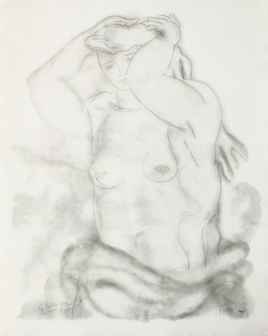 Georges Braque - Nu aux Bras Leves: Artist: Georges Braque Title: Nu aux Bras Leves Year: 1957 Dimensions: 15 3/4in. by 19 1/4in. Edition: From the Rare Limited Edition of 300 Publisher: Au Vent d