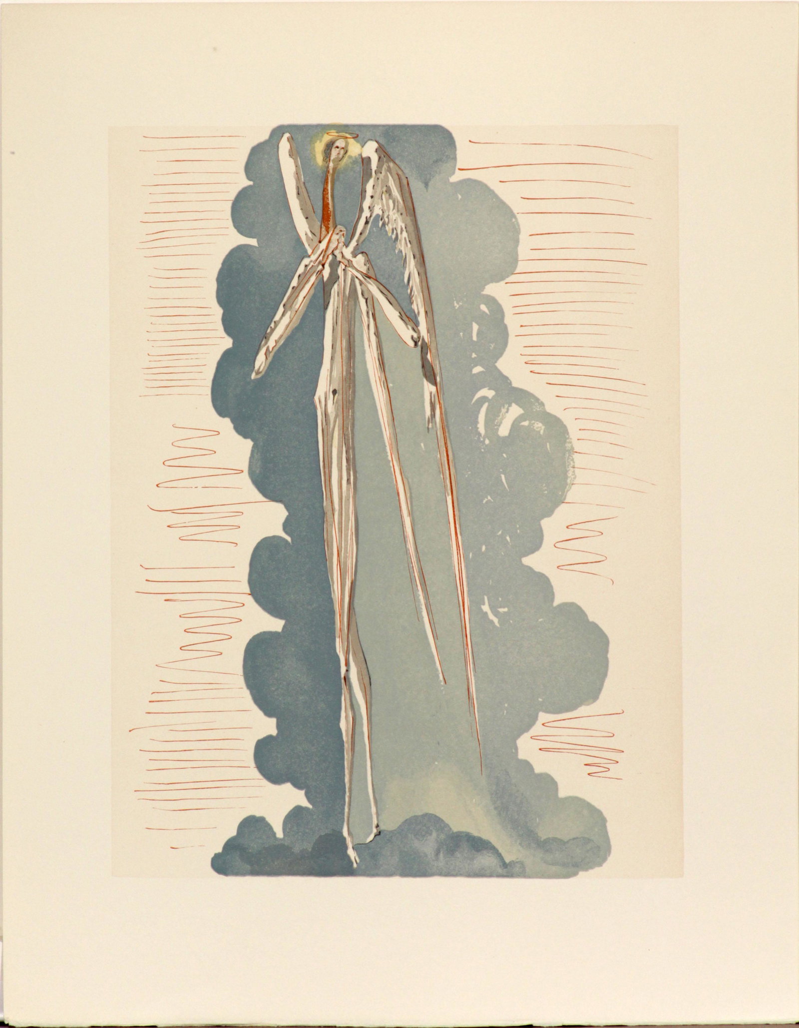 Salvador Dali - The Angel of the Seventh Sphere: Artist: Salvador Dali Title: The Angel of the Seventh Sphere Year: 1964 Dimensions: 13in. by 10in. Edition: A unique and original work of art Publisher: Les Heu