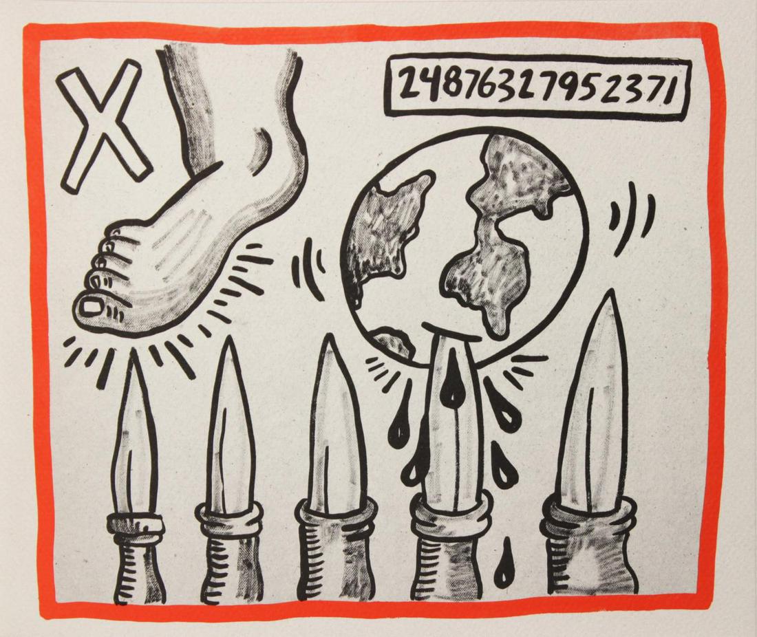 Keith Haring - Untitled: Artist: Keith Haring Title: Untitled Year: 1990 Dimensions: 8.75in. by 10.25in. Edition: From the rare limited edition of 500 Publisher: Bebert Publishing House Su